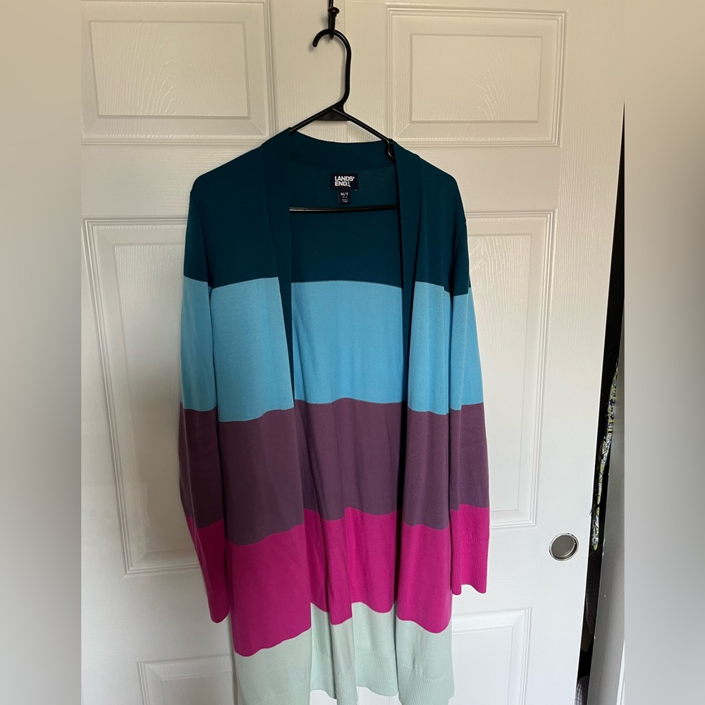 Lands' End Blue Cardigan Sweater